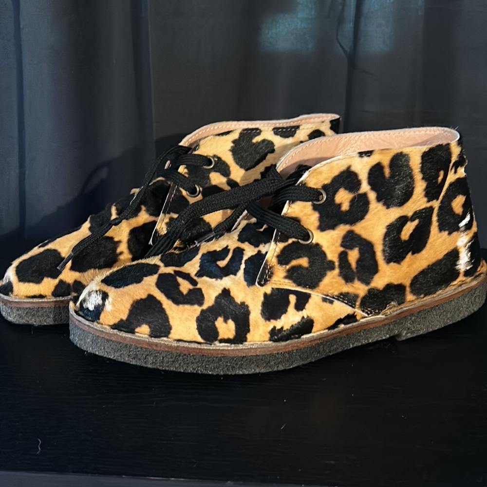Golden Goose - Leopard Print Pony Hair Distressed Lace-Up shoes